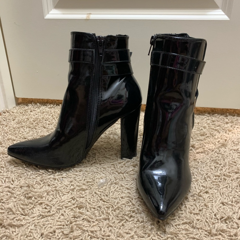 Black patent booties
